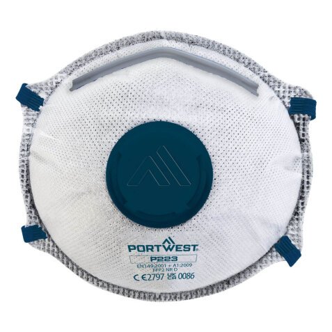 Portwest P223 Masque FFP2 à valve Charbon Dolomite (Pk10) Blanc