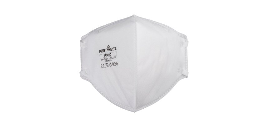 Portwest P350 FFP2 Dolomiet Fold Flat filtrerend ademlucht masker Blanc