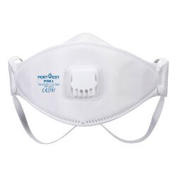 Portwest P361 Masque respiratoire FFP3 pliable avec valve – modèle Dolomite (boîte de 10) Blanc
