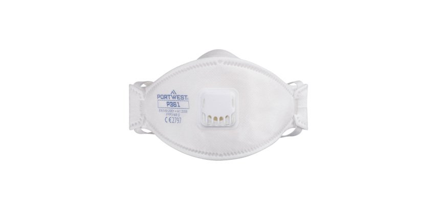 Portwest P361 Masque respiratoire FFP3 pliable avec valve – modèle Dolomite (boîte de 10) Blanc