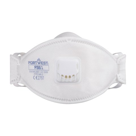 Portwest P361 Mascarilla Trifold Valved Dolomite FFP3 (Pack 10) Blanc