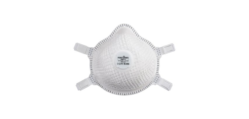 Portwest P371 ERGONET FFP3 Respiratory Mask with Dolomite Valve (Pk5) White