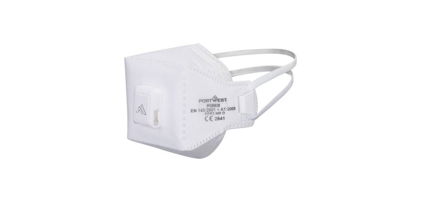 Portwest P393 Masque EAGLE pliable FFP3 Dolomite avec valve (Pk10) Blanc