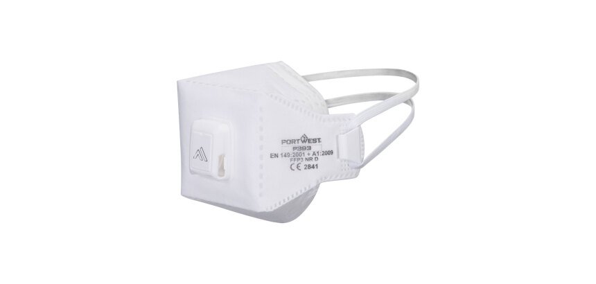 Portwest P393 Masque EAGLE pliable FFP3 Dolomite avec valve (Pk10) Blanc