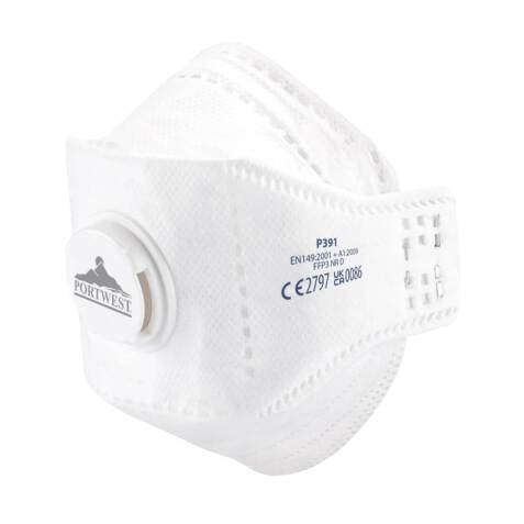 Portwest P391 Masque EAGLE pliable FFP3 Dolomite avec valve (Pk10) Blanc