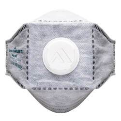 Portwest Masque EAGLE Respiratoire FFP3 plat pliable en carbone avec valve, blanc - Lot de 10