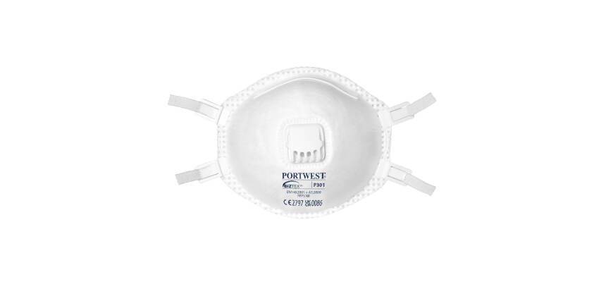Portwest P301 Mascarilla con válvula FFP3 (pack 10) Blanc