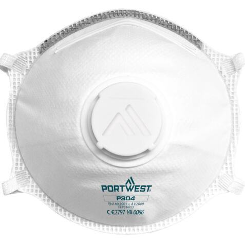 Portwest P304 FFP3 à valve Dolomite Coque de respiration legère (Pk10) Blanc