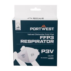 Portwest P310 Masque pliable FFP3 à soupape Dolomite (3 pcs) Blanc