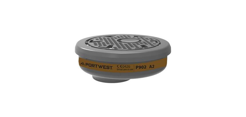 Portwest P902 Filtre à gaz A2 Connexion à baïonnette, noir - Lot de 6