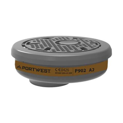 Portwest P902 A2 Gasfilter met Bayonetbevestiging (pk6) Noir