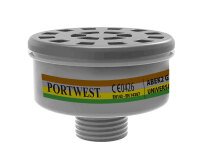 Portwest P926 ABEK2 Filtre à gaz à filetage universel (Pk4) Noir