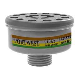 Portwest P926 Filtro de gases ABEK2 con conexión de rosca universal (pack 4) Noir