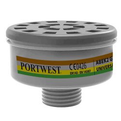 Portwest  Filtre à gaz à filetage universel ABEK2, noir - Lot de 4