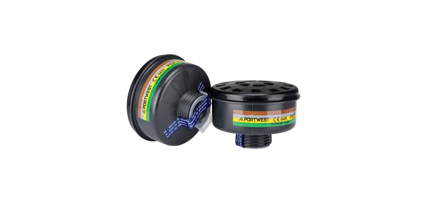 Portwest  Filtre à gaz à filetage universel ABEK2, noir - Lot de 4