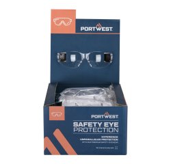 Portwest PM32 PW32 Glasses Retail Ready Pk12 Clear