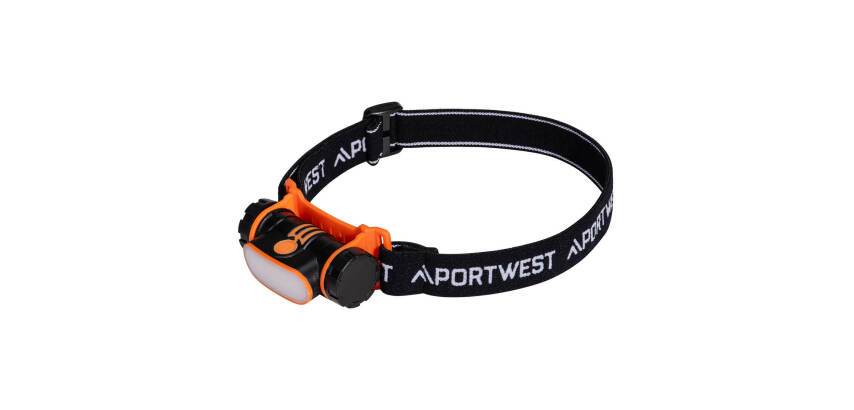 Portwest PA70 Lampada frontale LED ricaricabile USB Noir