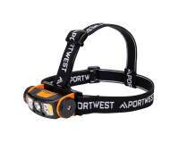 Portwest PA76 Luce frontale USB con sensore di movimento a LED Noir/Orange