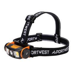 Portwest PA76 Luz frontal con sensor de movimiento LED carga por USB Noir/Orange