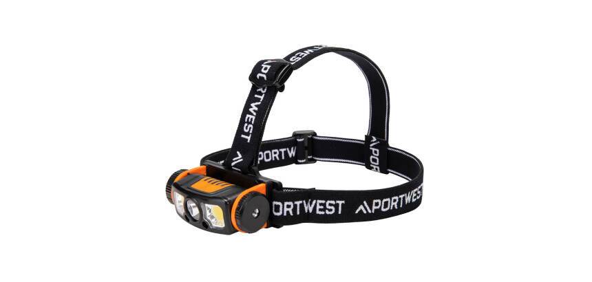 Portwest PA76 Lampe frontale USB à LED avec détecteur de mouvement Noir/Orange