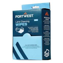 Portwest PA01 Lens Cleaning Wipes (100 towelettes) Blanc