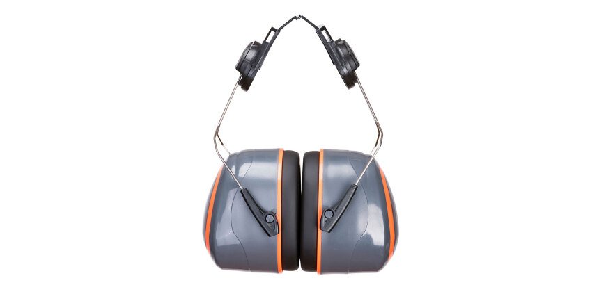 Portwest PW62 Coquilles anti-bruit HV Extreme monté sur casque Gris/Orange