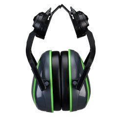 Portwest PW03 HV Extreme Ear Defenders Low Clip-On Metal Free Gris /Vert