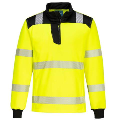 Portwest PW326 Sudadera de alta visibilidad PW3 con cremallera 1/4 Jaune/Noir - Talla XXXL