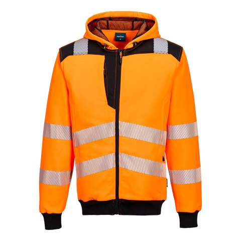 Portwest PW327 Sudadera de alta visibilidad con capucha cremallera PW3 Orange/Noir - Talla XXXL