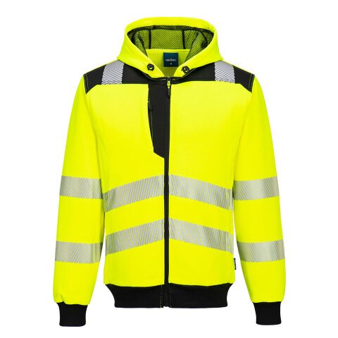 Portwest PW327 Sudadera de alta visibilidad con capucha cremallera PW3 Jaune/Noir - Talla XXXL