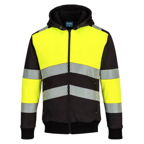 Portwest PW377 Sudadera de clase 1, con cremallera y capucha, PW3 Winter Jaune/Noir - Talla XXXL