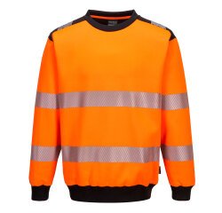 Portwest PW379 Sudadera PW3 de alta visibilidad con cuello redondo Orange/Noir - Talla XL