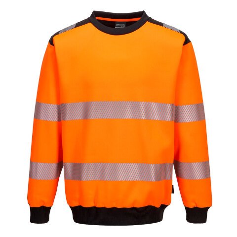Portwest PW379 Sudadera PW3 de alta visibilidad con cuello redondo Orange/Noir - Talla XXL
