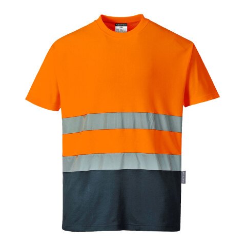 Portwest S173 Camiseta de alta visibilidad Cotton Comfort , manga corta Orange/Marine - Talla XXXL
