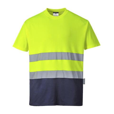 Portwest S173 Camiseta de alta visibilidad Cotton Comfort , manga corta Jaune/Marine - Talla XXXL