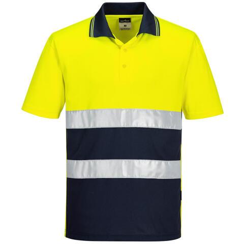 Portwest S175 Polo ligero bicolor de alta visibilidad, con manga corta Jaune/Marine - Talla XXL