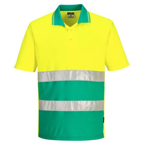 Portwest S175 Polo ligero bicolor de alta visibilidad, con manga corta Jaune/Théal - Talla XXXL