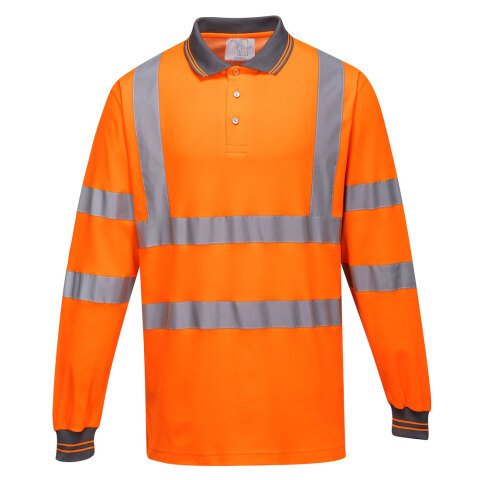 Portwest S271 Polo de alta visibilidad de manga larga Cotton Comfort Orange - Talla L