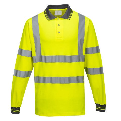 Portwest S271 Polo de alta visibilidad de manga larga Cotton Comfort Jaune - Talla XXXL