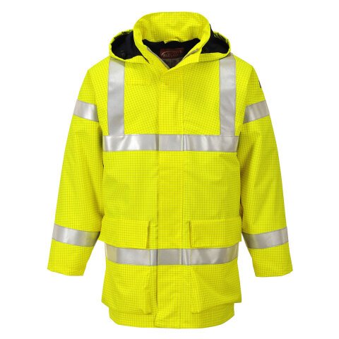 Portwest S774 Chaqueta ligera de alta visibilidad, ignífuga y antiestática Bizflame Rain Jaune - Talla 4XL