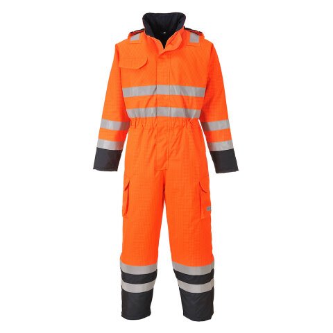 Portwest S775 Mono de alta visibilidad y antiestático Bizflame Rain Orange/Marine - Talla XXXL - Estándar