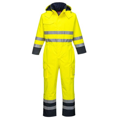 Portwest S775 Mono de alta visibilidad y antiestático Bizflame Rain Jaune/Marine - Talla XXXL - Estándar