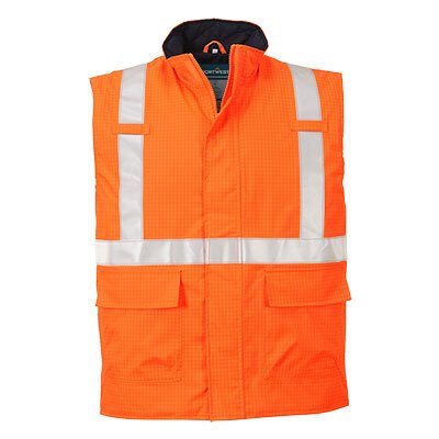 Portwest S776 Chaleco de calor de alta visibilidad, ignífugo y antiestático Bizflame Rain Orange - Talla XXXL