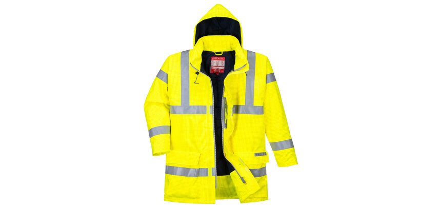 Portwest S778 Parka de alta visibilidad, resistente a la llama y antiestática Bizflame Rain