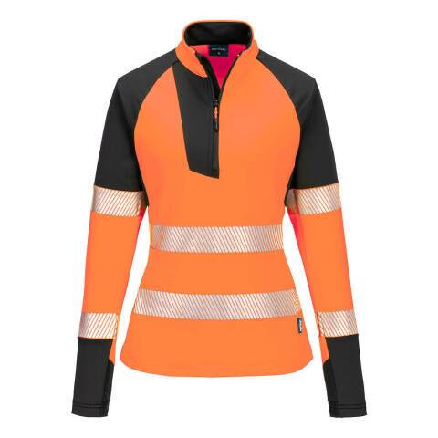 Portwest T173 Sudadera de alta visibilidad PW3 con cremallera 1/4 para mujer Orange/Noir - Talla XXXL