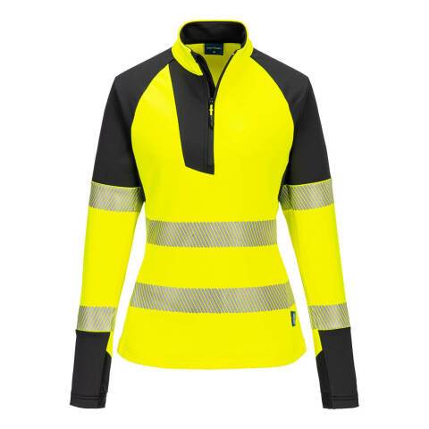 Portwest T173 Sudadera de alta visibilidad PW3 con cremallera 1/4 para mujer Jaune/Noir - Talla XXL