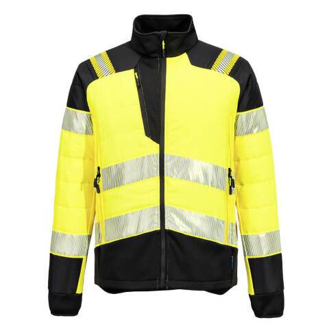 Portwest T170 Chaqueta PW3 Hi-Vis Hybrid Baffle Jaune/Noir - Talla XL