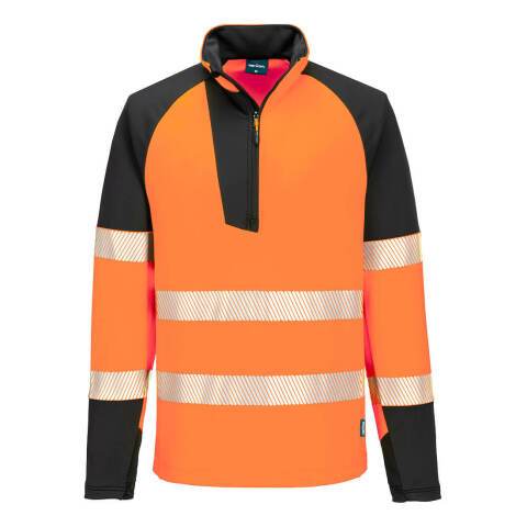 Portwest T172 Sudadera PW3 Hi-Vis 1/4 Zip Orange/Noir - Talla XXXL