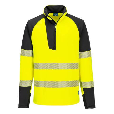 Portwest T172 Sudadera PW3 Hi-Vis 1/4 Zip Jaune/Noir - Talla 4XL