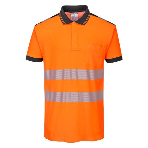 Portwest T180 Polo m/c de alta visibilidad PW3 Orange/Noir - Talla XXXL
